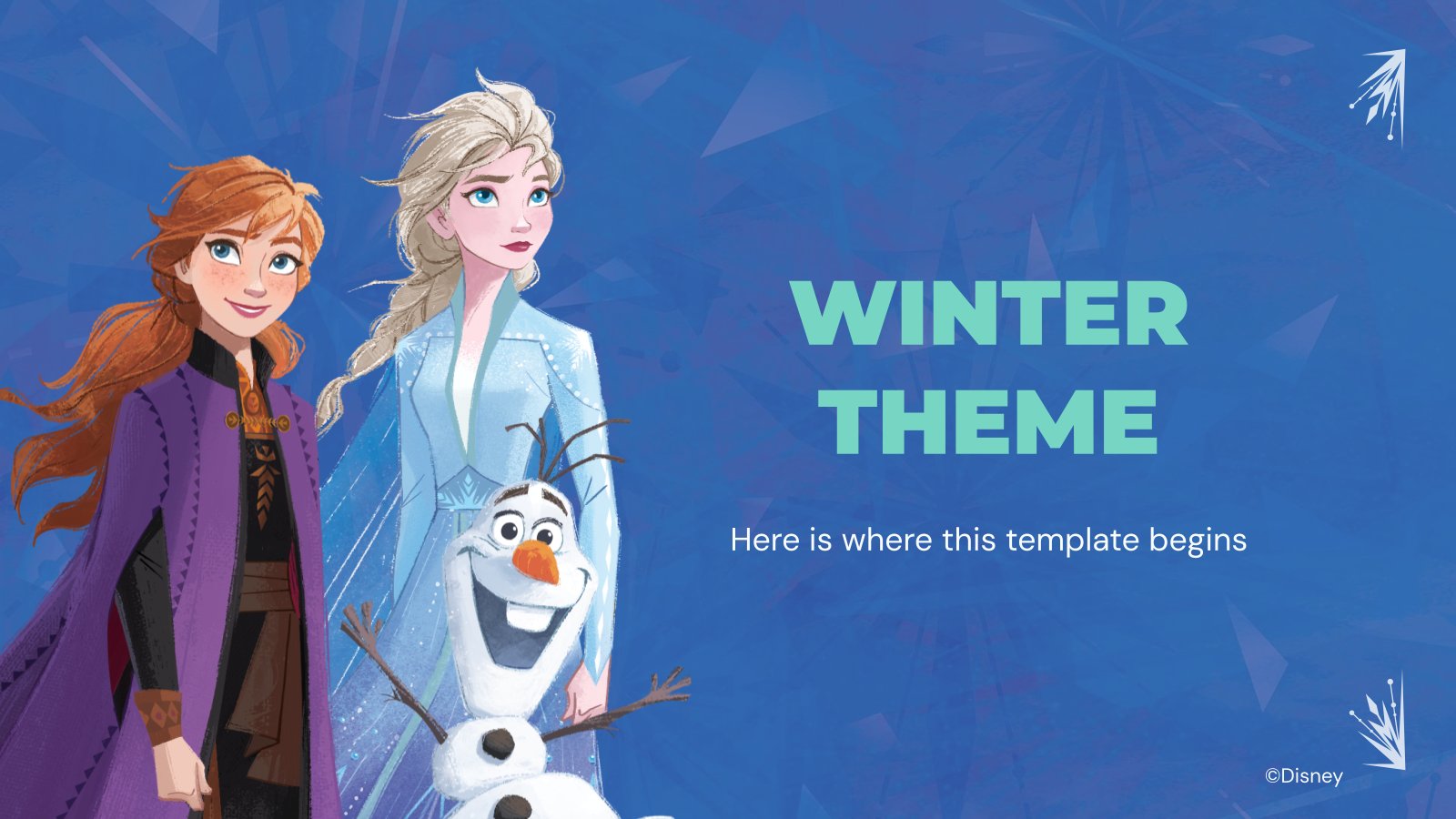 Modelo de apresentação Tema de inverno com Elsa e Anna