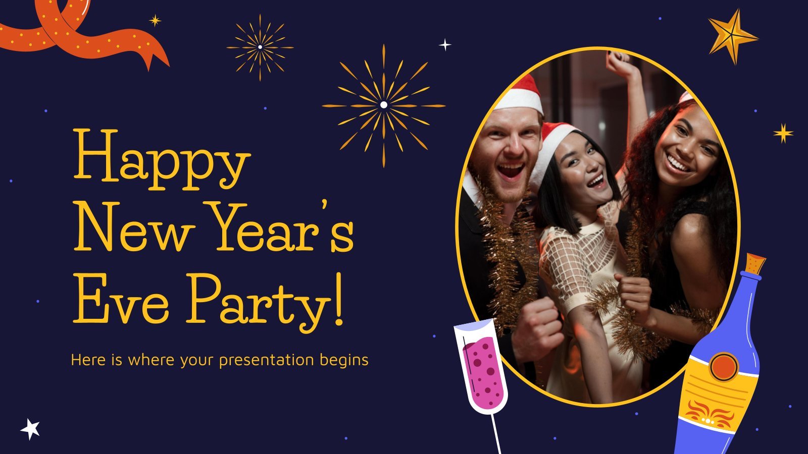 Happy New Year's Eve Party! presentation template 