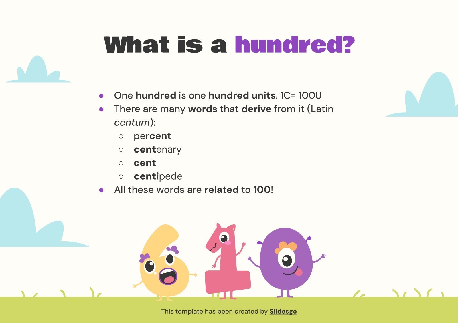 Three digit numbers the hundred presentation
