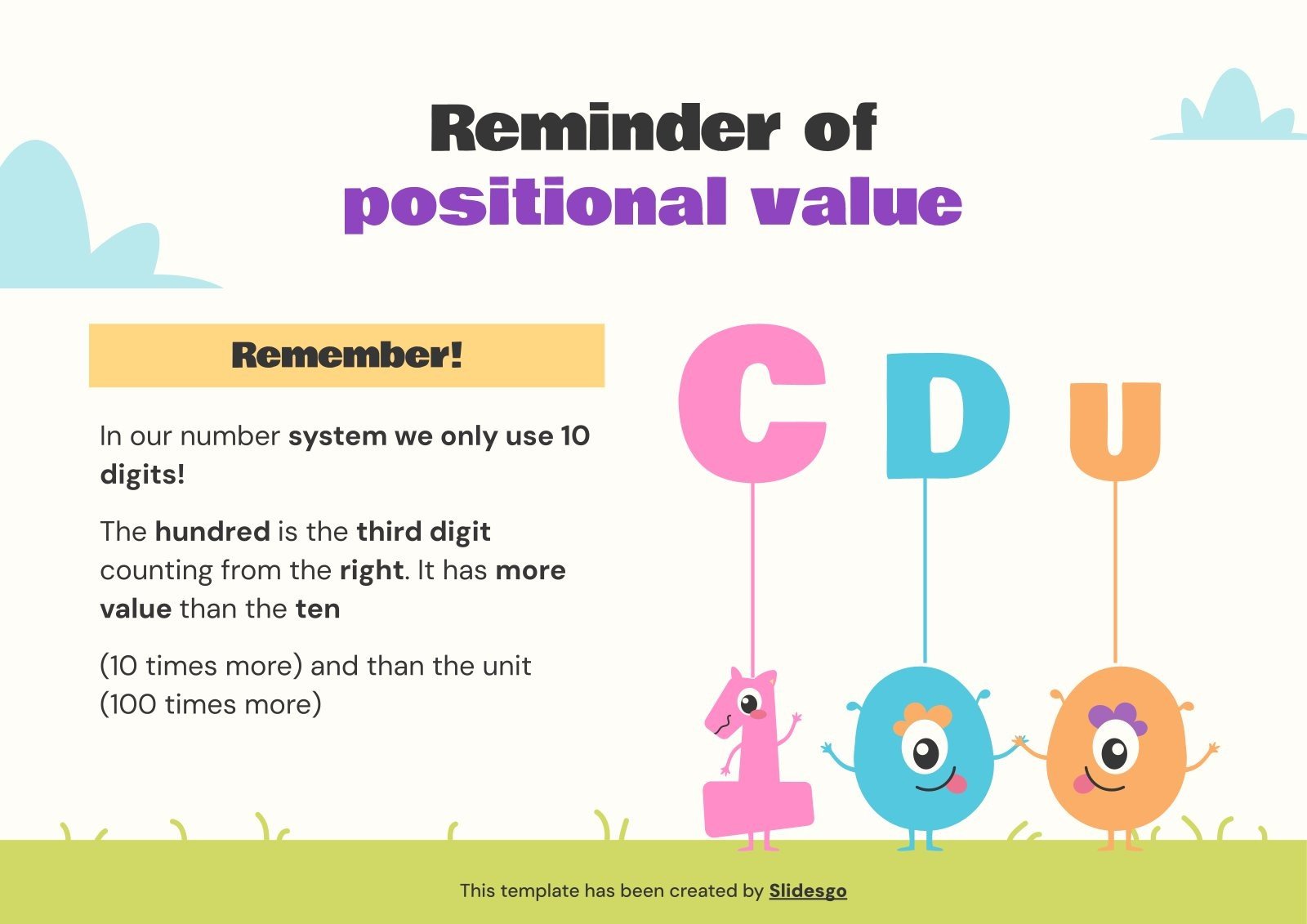 Three digit numbers the hundred presentation