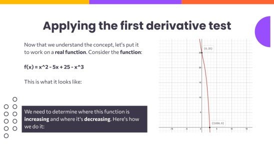 FIRST DERIVATIVE TEST CALCULATOR WITH STEPS visual data 6