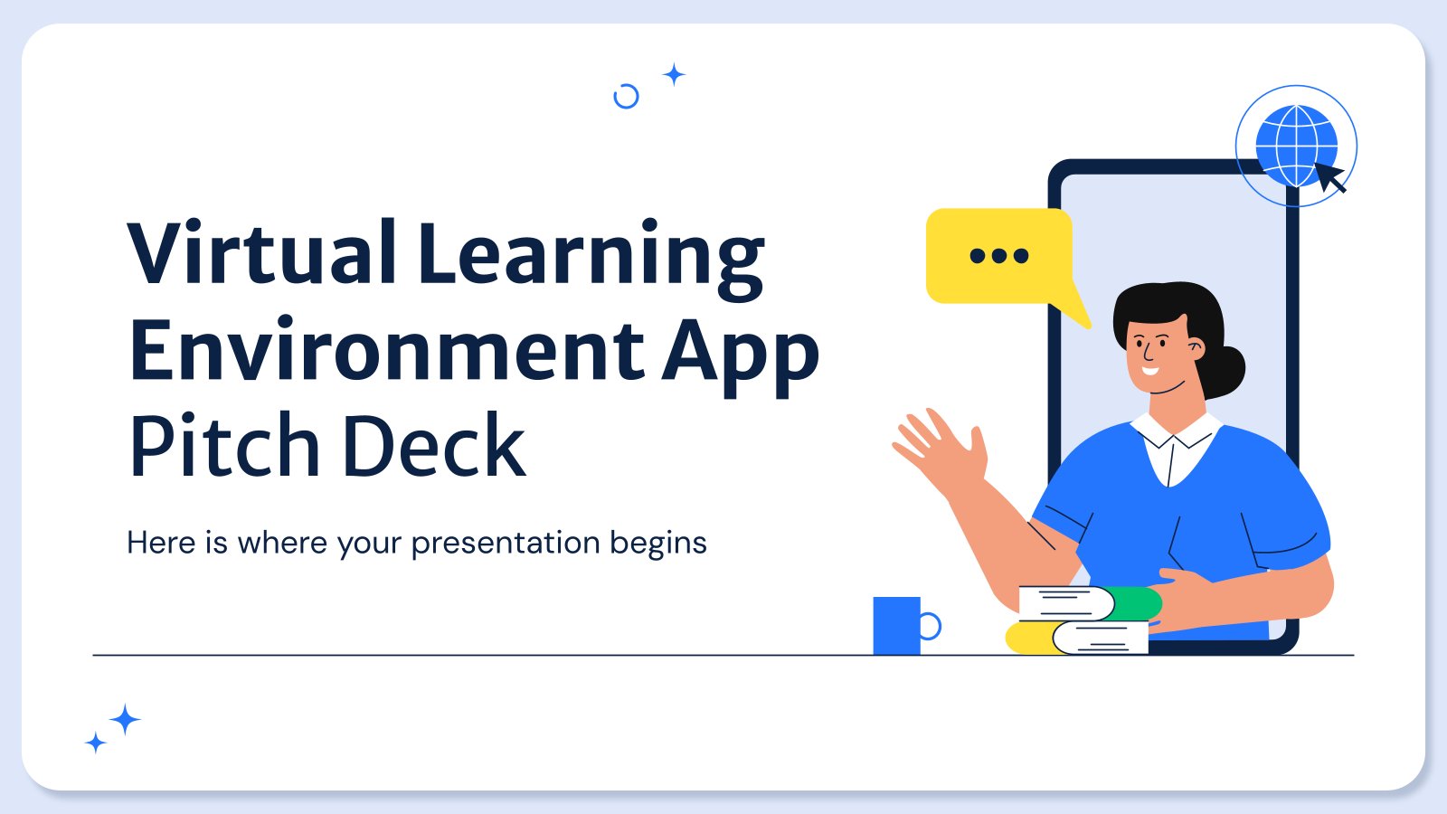 Plantilla de presentación Pitch deck para app de entorno de aprendizaje virtual