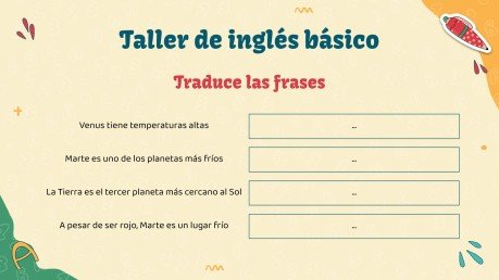 Plantilla de presentación Taller de inglés básico para hispanohablantes - Infografías