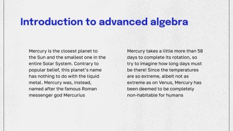 Advanced Algebra - Math - 12th Grade Presentation