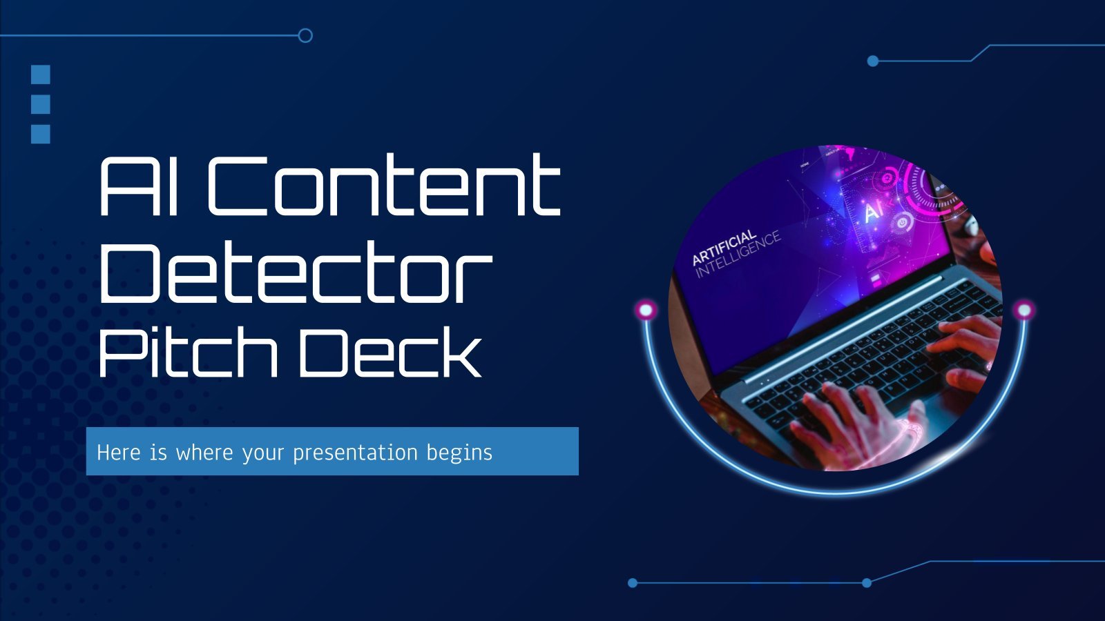 Modelo de apresentação Pitch deck para detector de conteúdo de IA