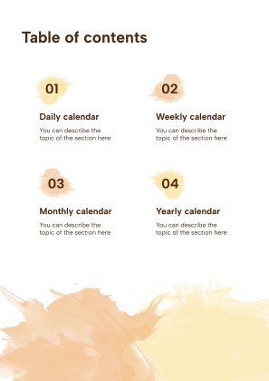 Modelo de apresentação Agenda para a universidade com salpicos de aquarela