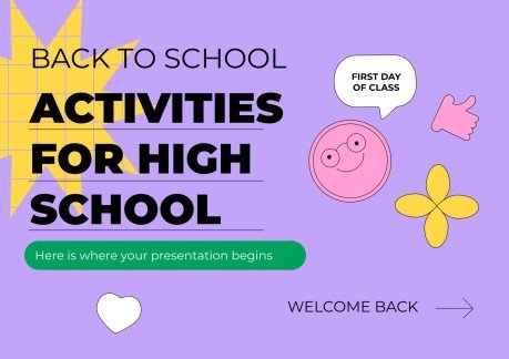 고등학교를 위한 학교 활동으로 돌아가기 프레젠테이션 템플릿