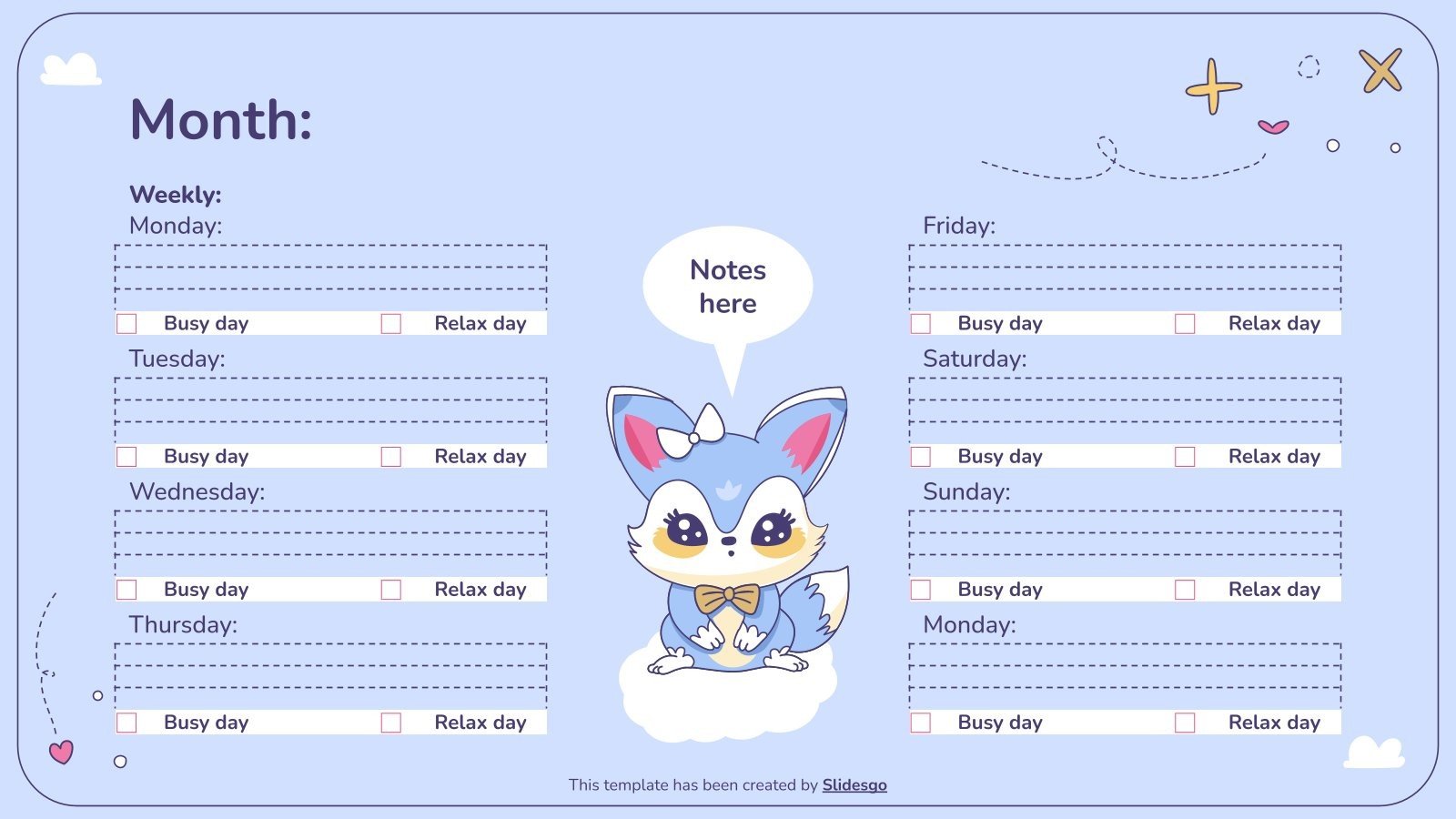 Middle School Weekly Student Planner Template
