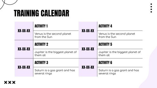 Training Calendar Presentation