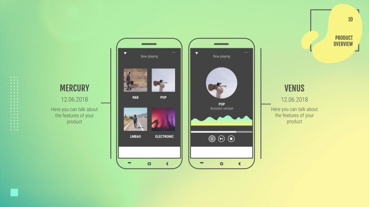 Modelo de apresentação Pitch deck de app de música