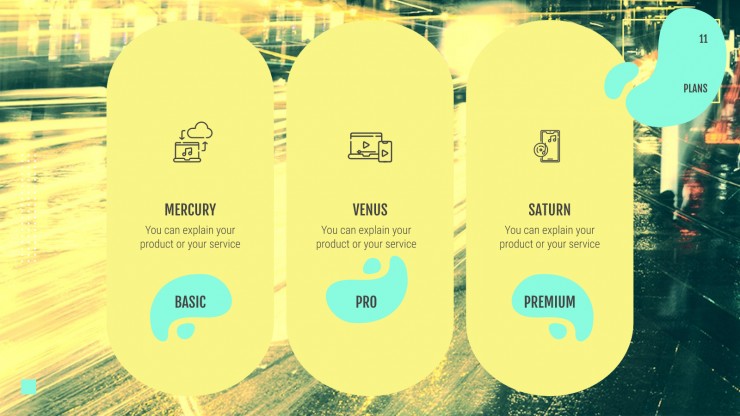Modelo de apresentação Pitch deck de app de música