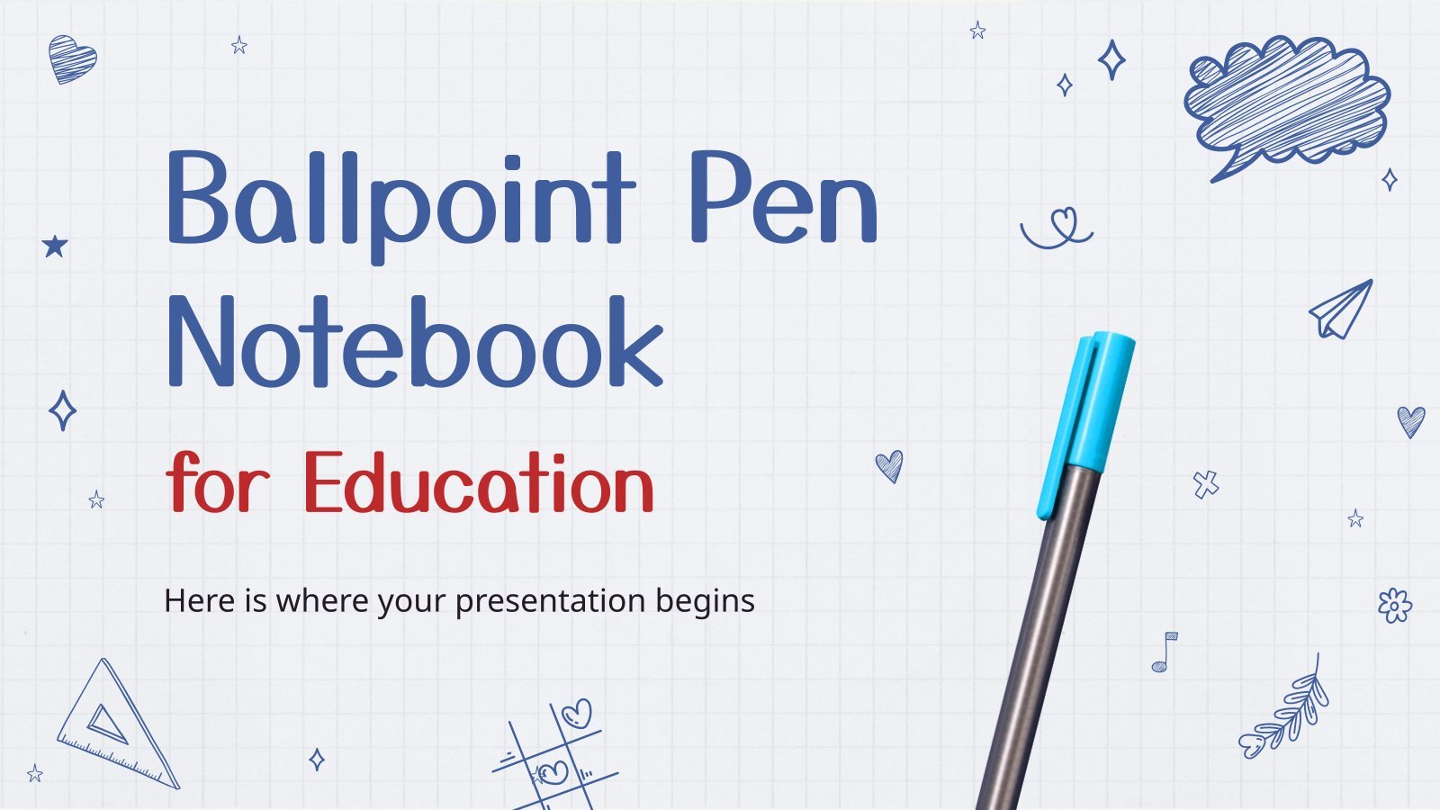 Ballpoint Pen Notebook for Education presentation template 