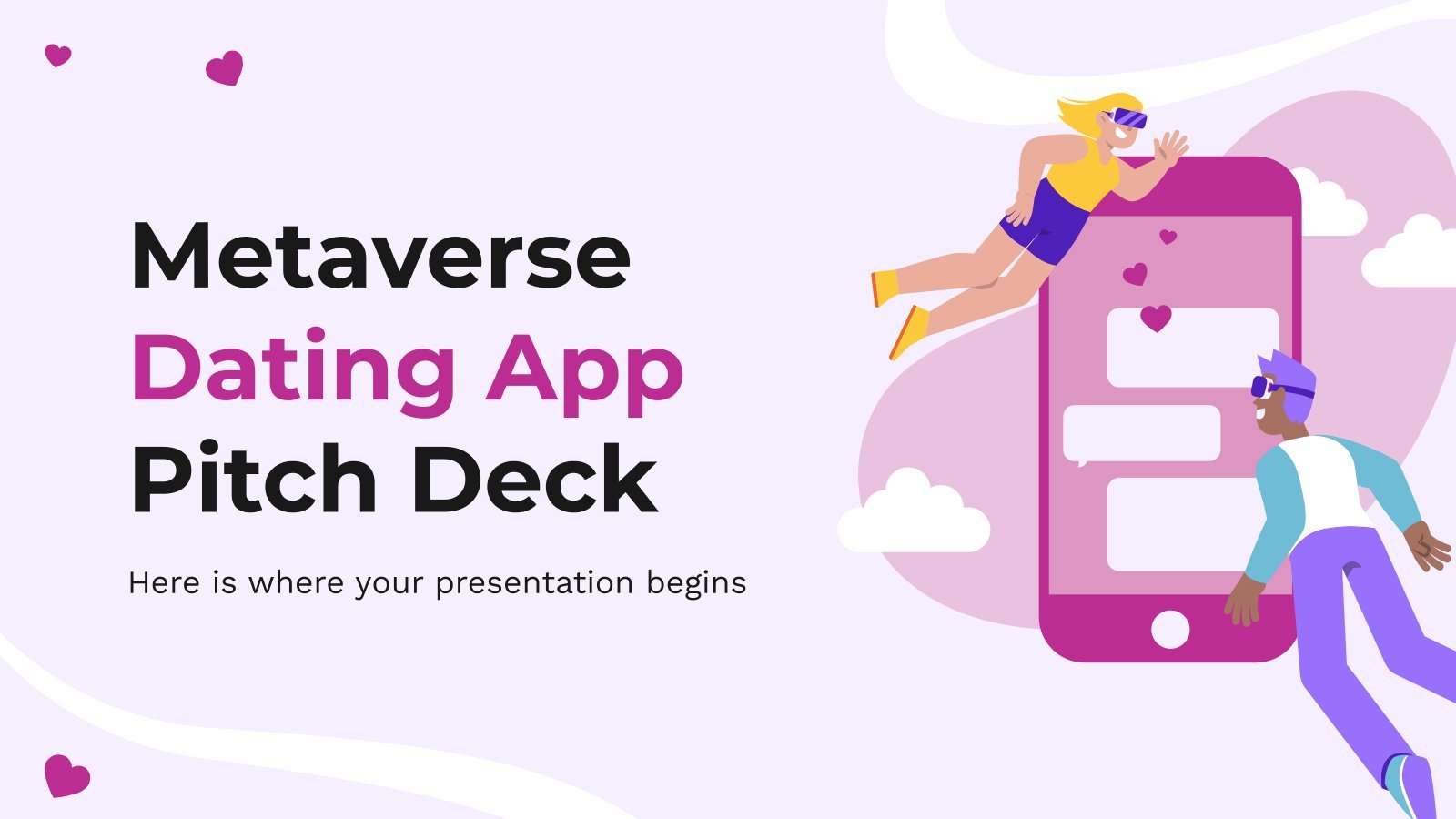 Plantilla de presentación Pitch deck para app de citas en el metaverso