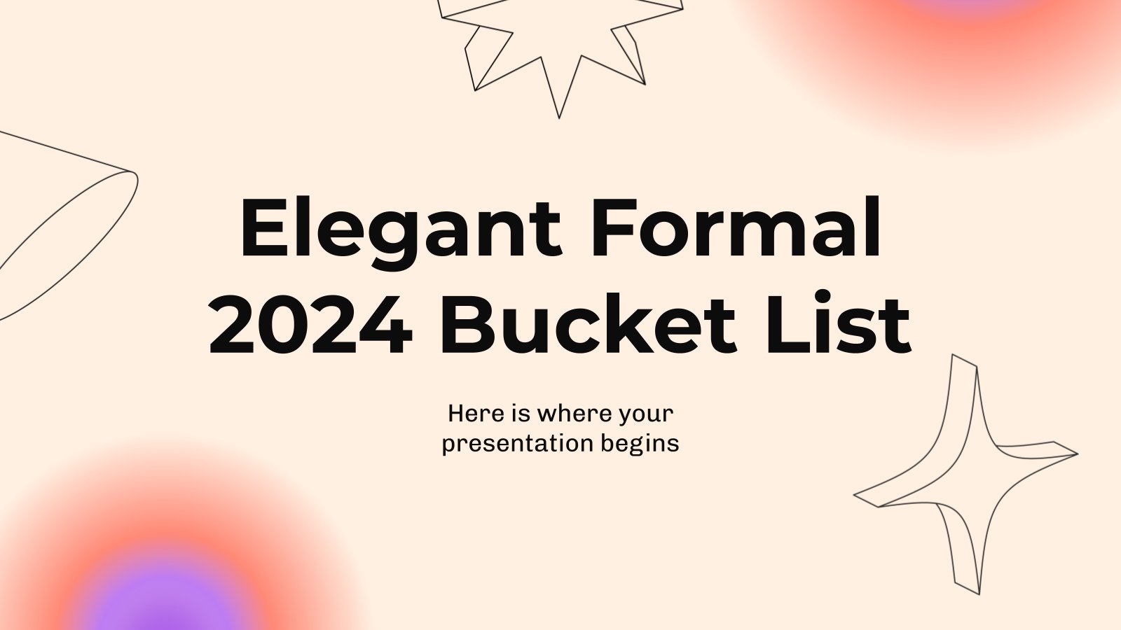 Elegant Formal 2024 Bucket List presentation template 