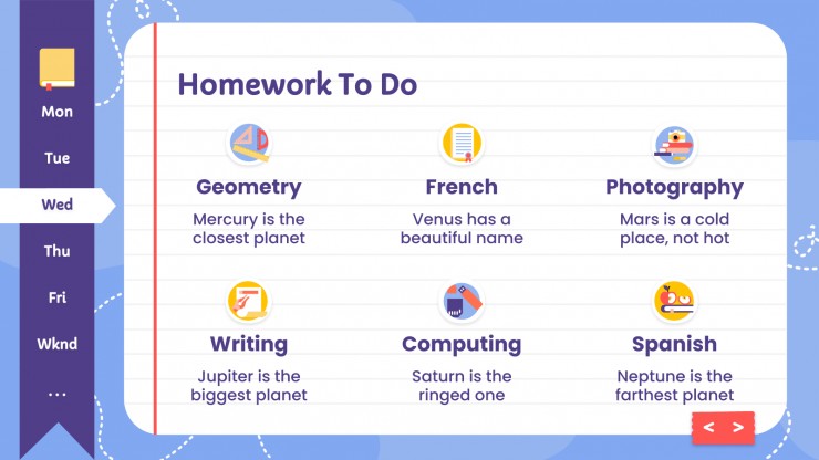 High school Agenda - Book Planner presentation template
