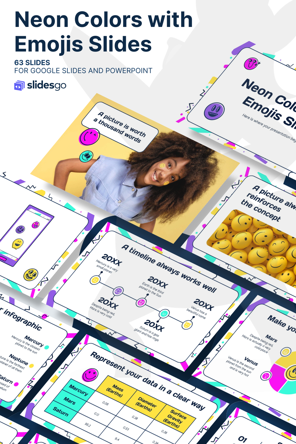 Neon Colors with Emojis Slides