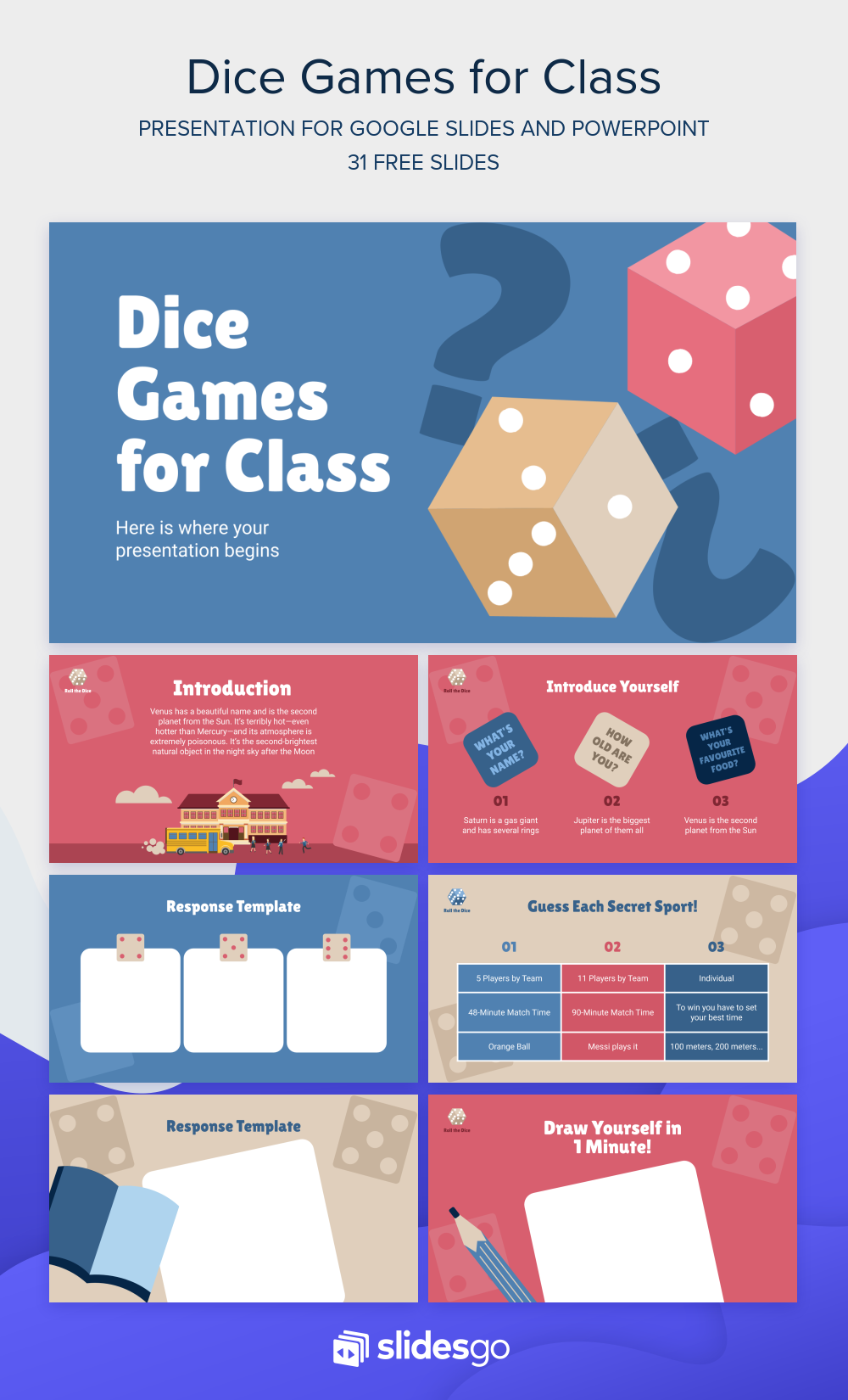 Dice Games for Class Google Slides & PowerPoint template
