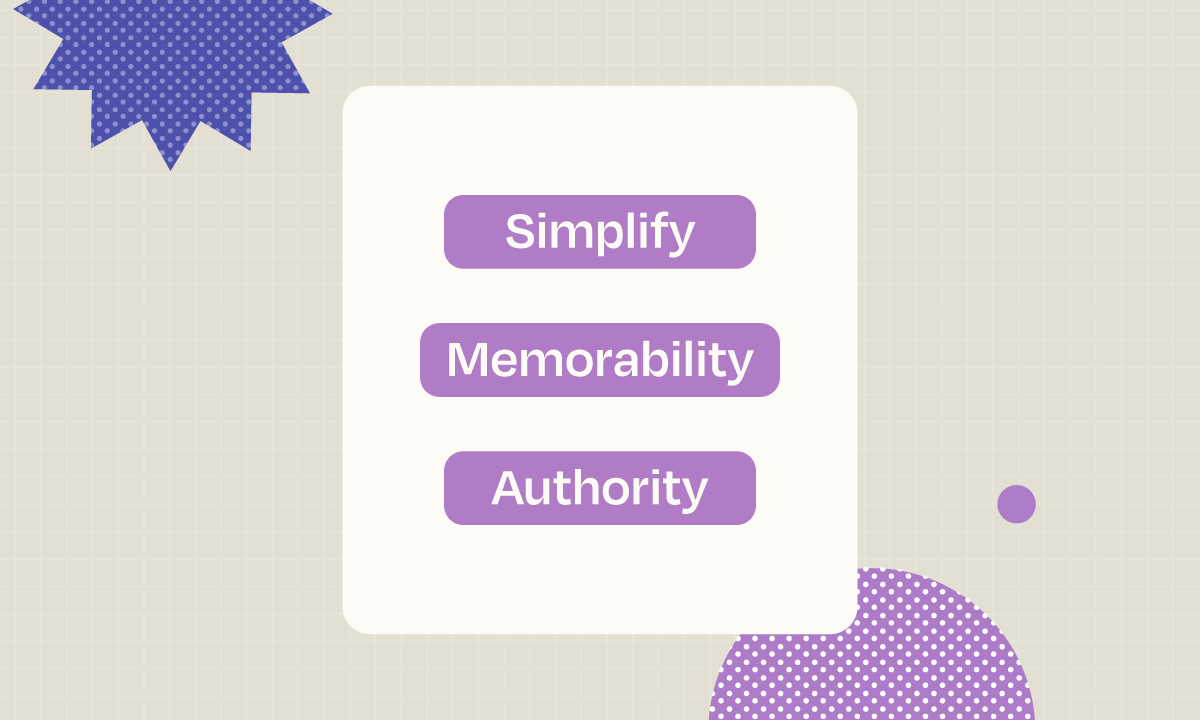 This image shows the three benefits of using a word cloud in your slideshow: simplicity, memorability, and authority.