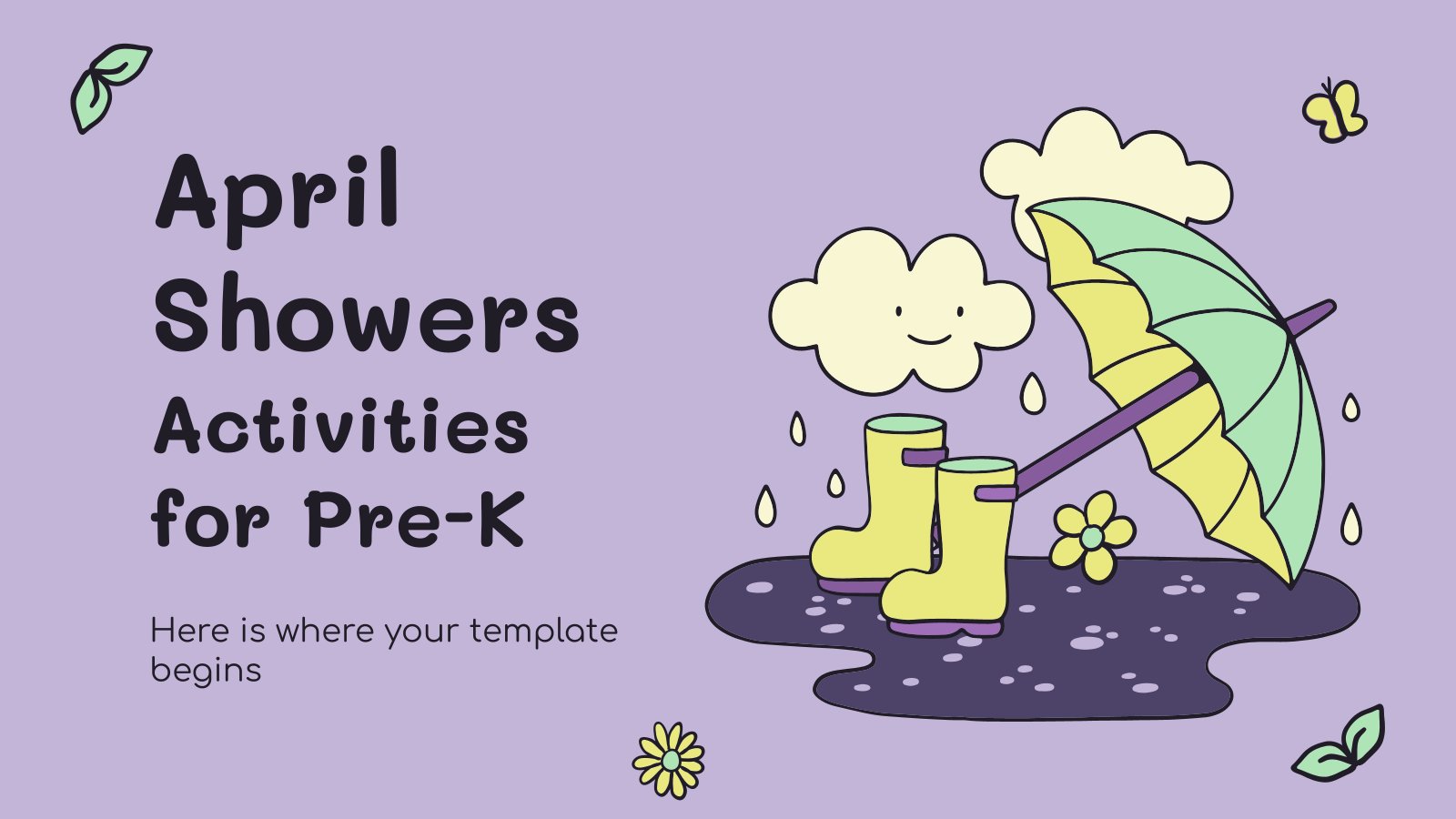 April Showers Activities for Pre-K presentation template 