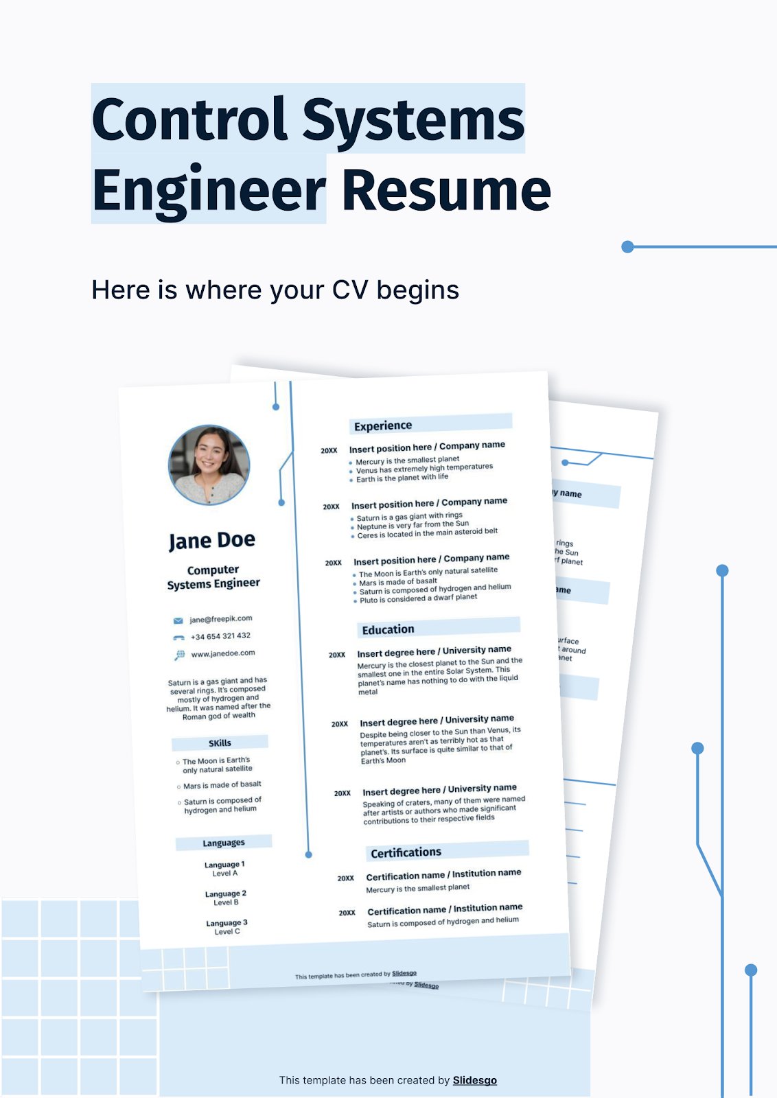 Control Systems Engineer Resume presentation template 