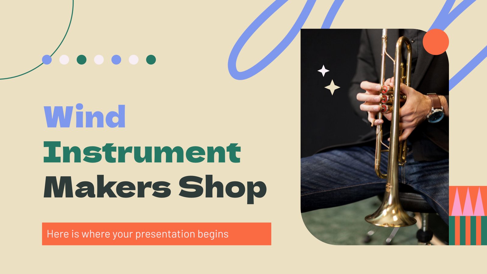 Wind Instrument Makers Shop presentation template 