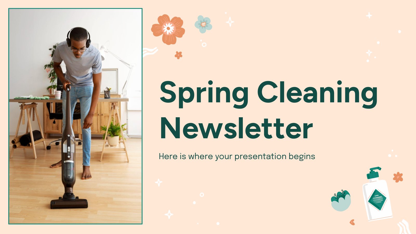 Plantilla de presentación Newsletter de limpieza de primavera