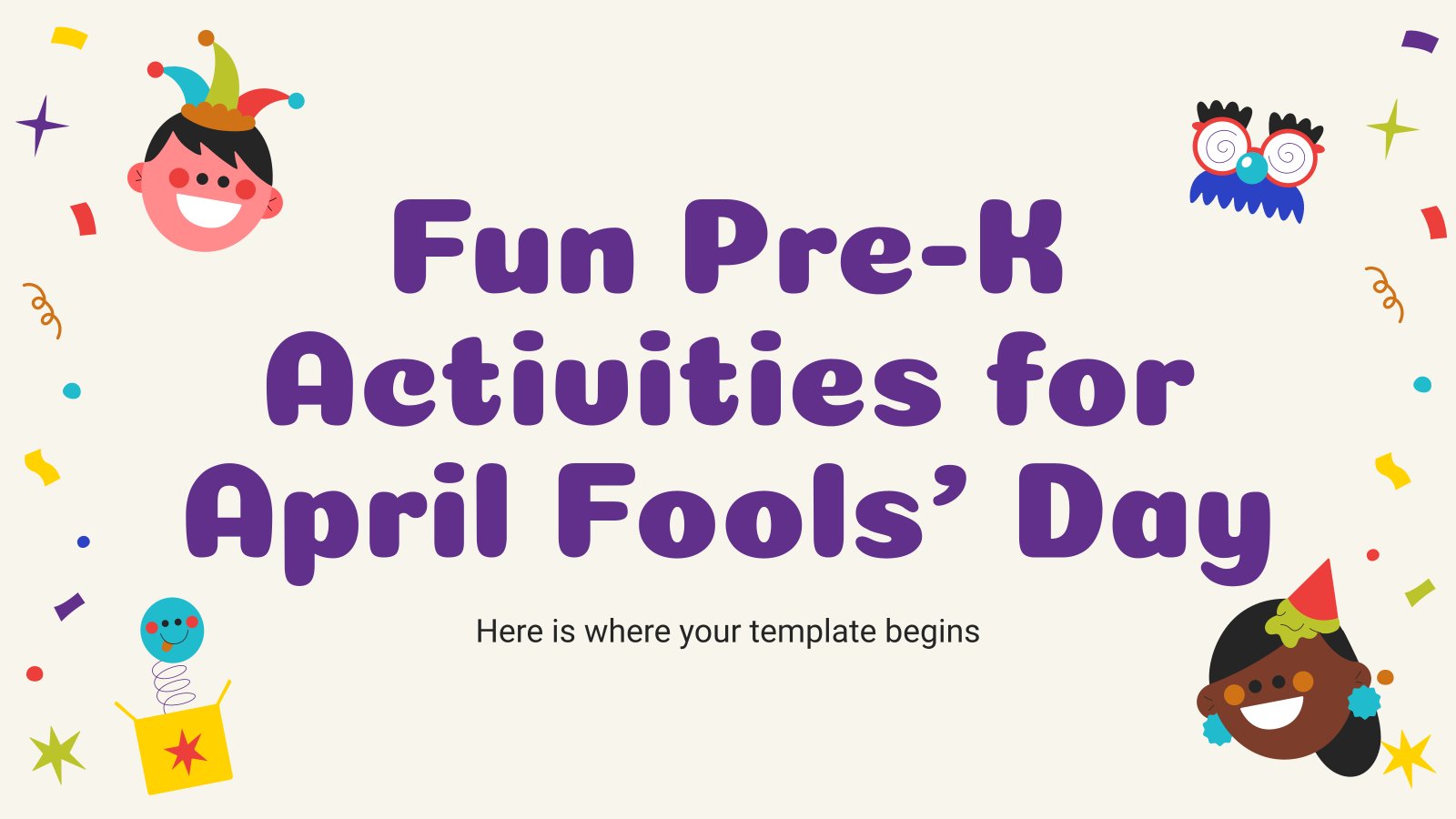 Fun Pre-K Activities for April Fools' Day presentation template 