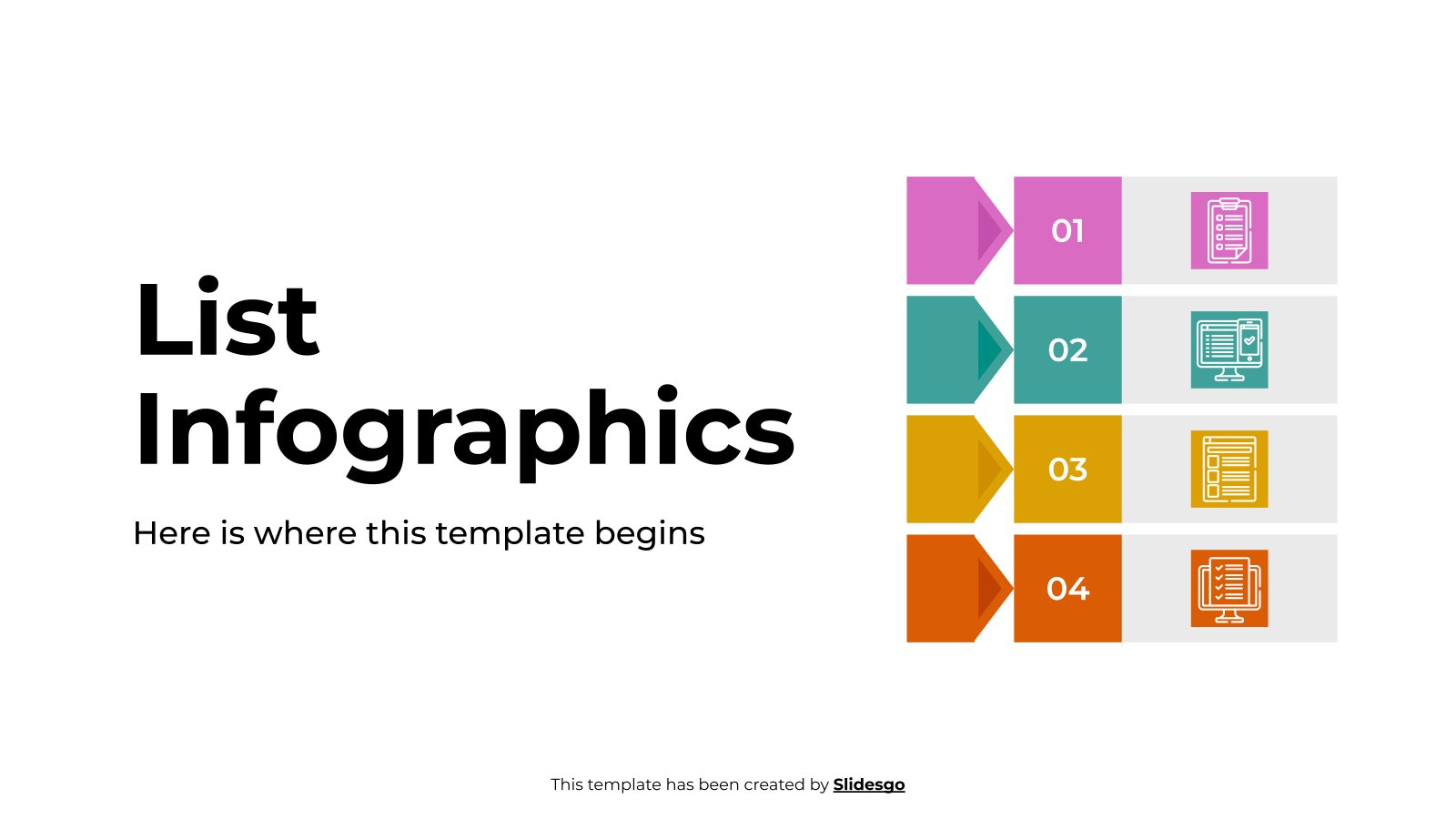 Modelo de apresentação Infográficos de listas