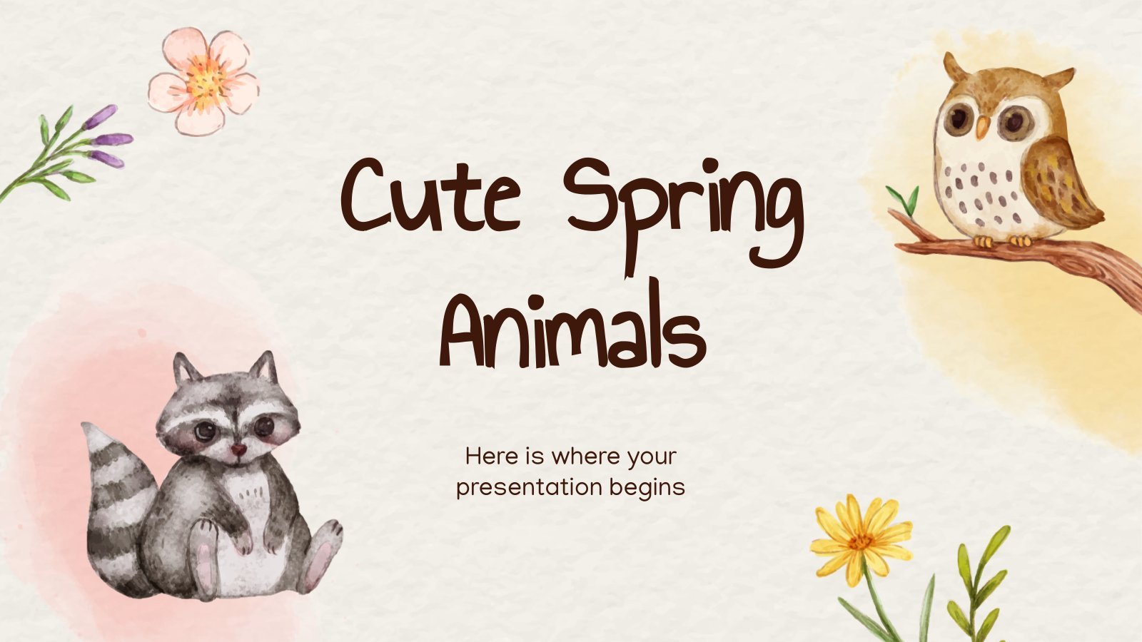 Cute Spring Animals presentation template 