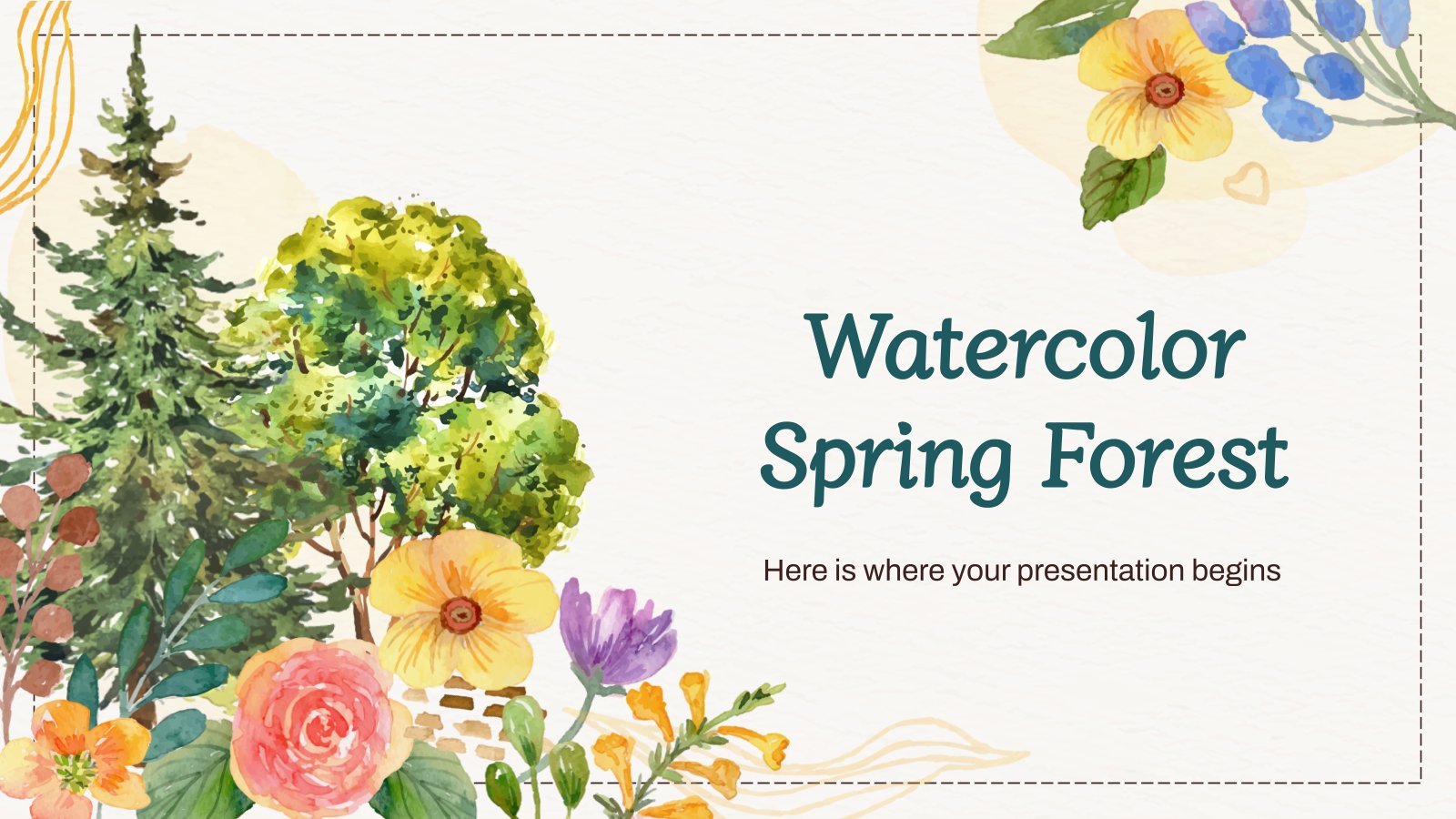 Watercolor Spring Forest presentation template 