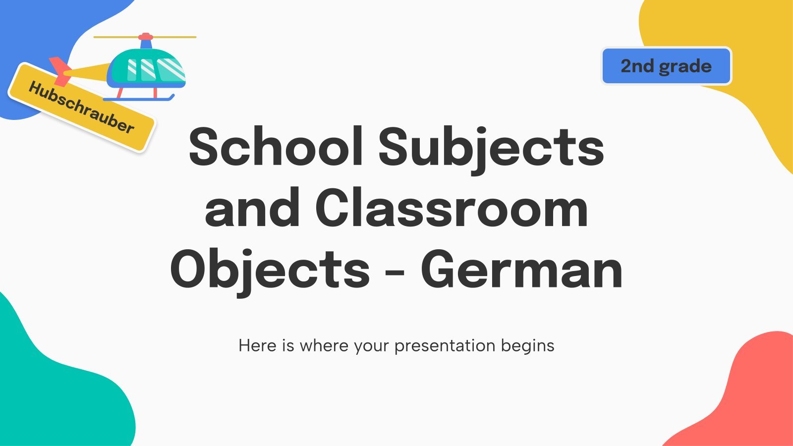 School Subjects and Classroom Objects - German - 2nd Grade presentation template 