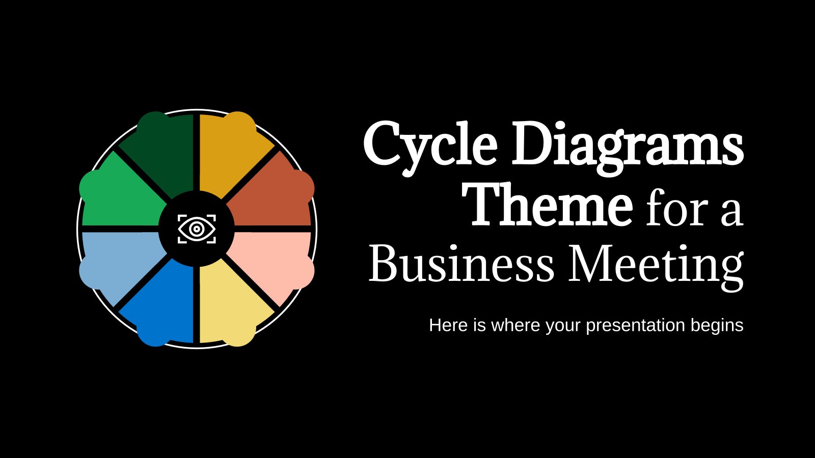 Modelo de apresentação Tema com diagramas de ciclo para uma reunião de negócios