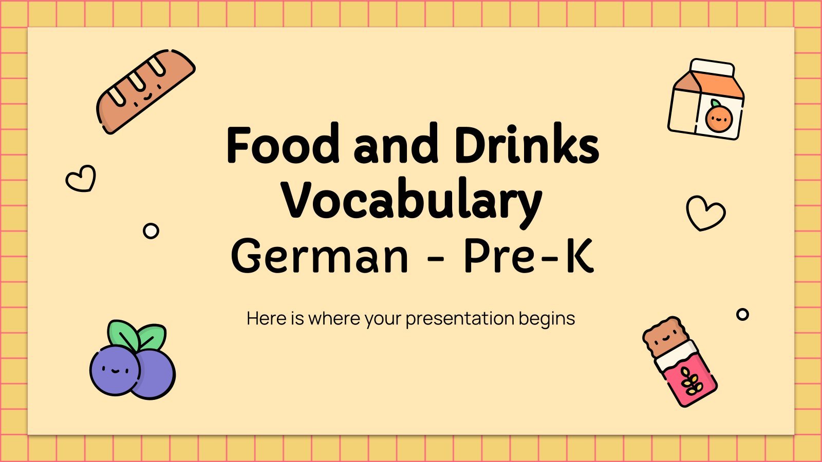 Plantilla de presentación Vocabulario de alimentos y bebidas - Alemán - Preescolar