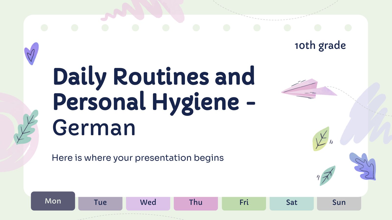 Daily Routines and Personal Hygiene - German - 6th Grade presentation template 