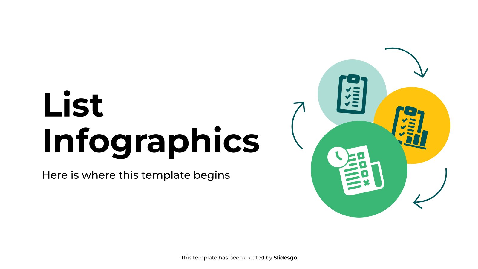 Plantilla de presentación Infografías con listas