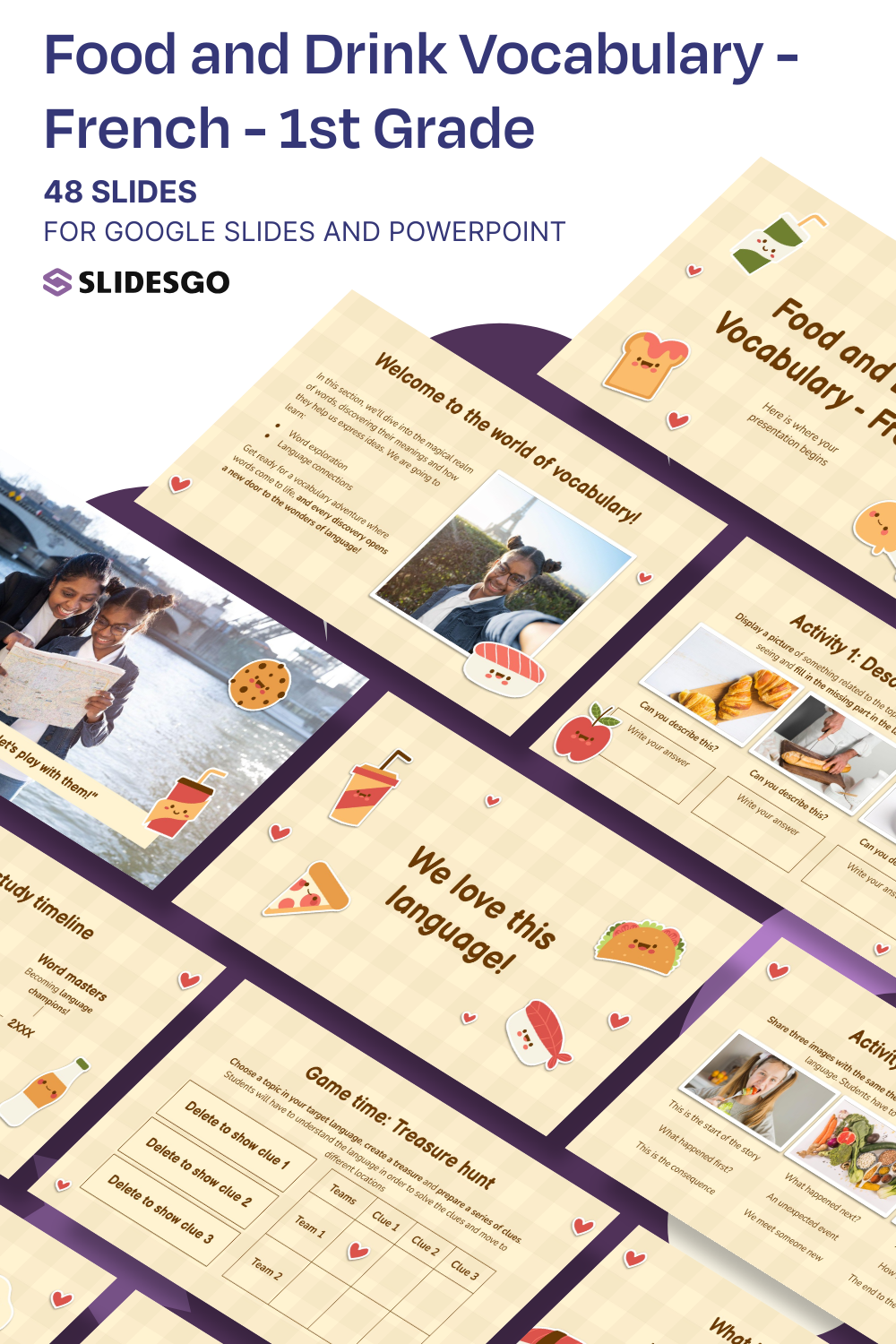 Food and Drink Vocabulary - French - 1st Grade Presentation