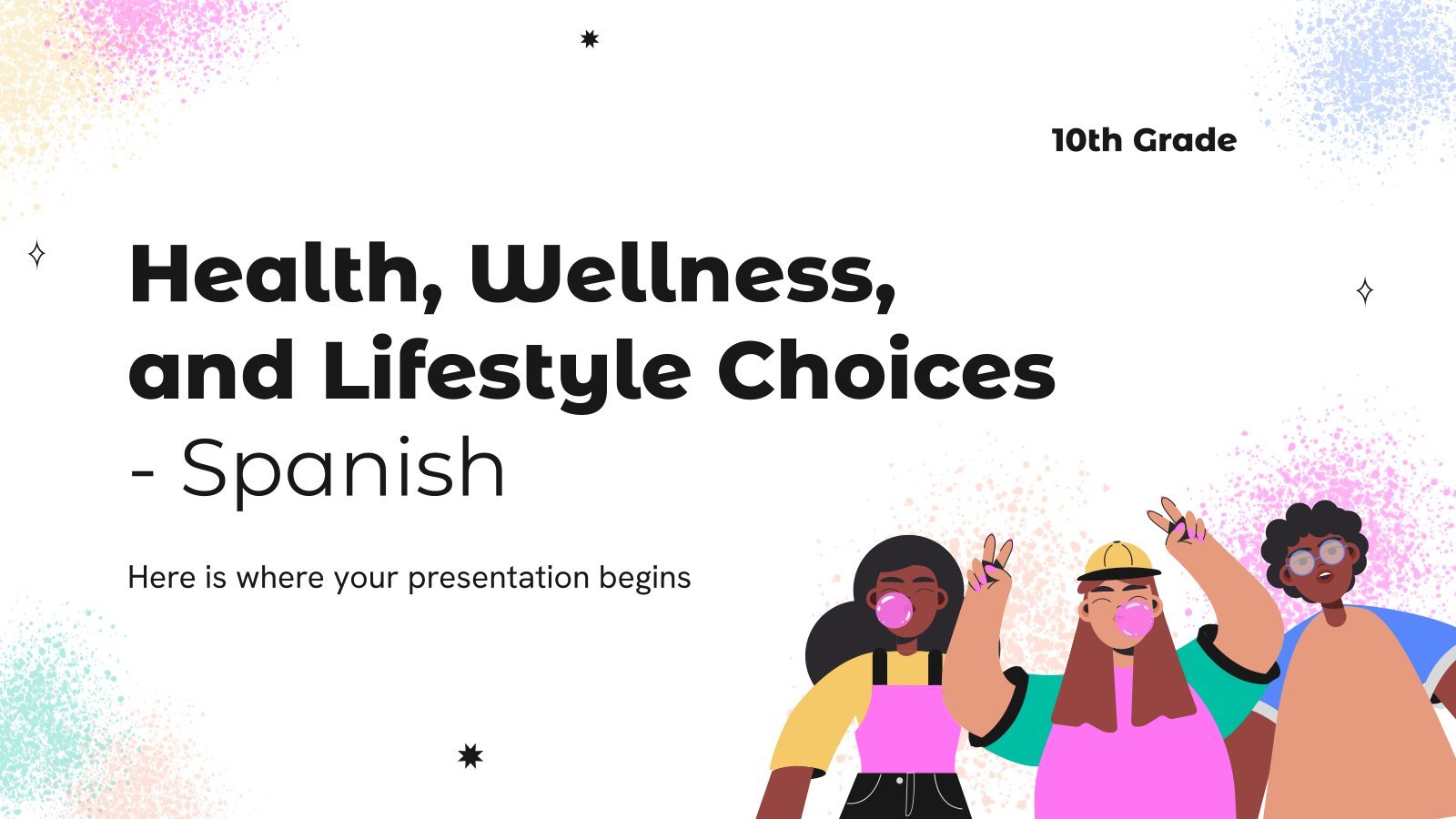 Health, Wellness, and Lifestyle Choices - Spanish - 10th Grade presentation template 