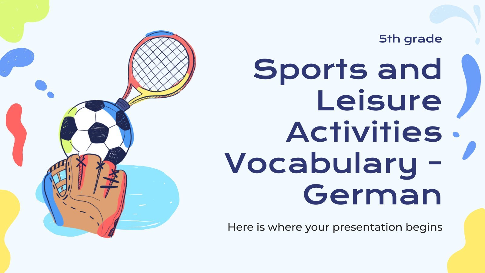 Sports and Leisure Activities Vocabulary - German - 5th Grade presentation template 