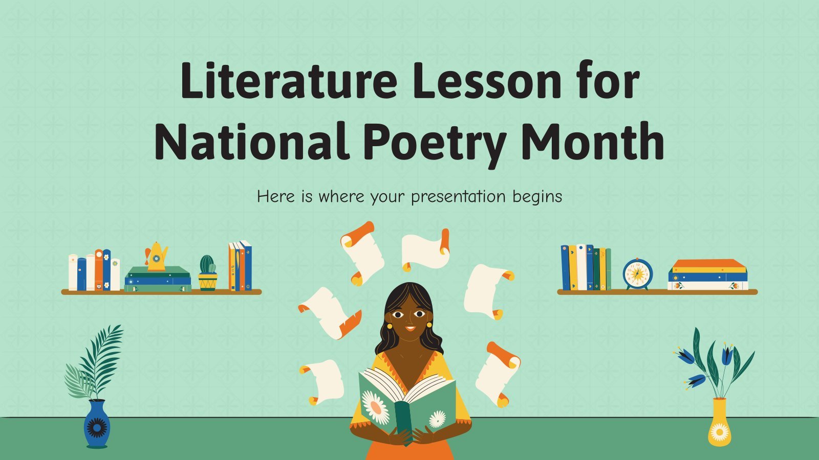 Literature Lesson for National Poetry Month presentation template 