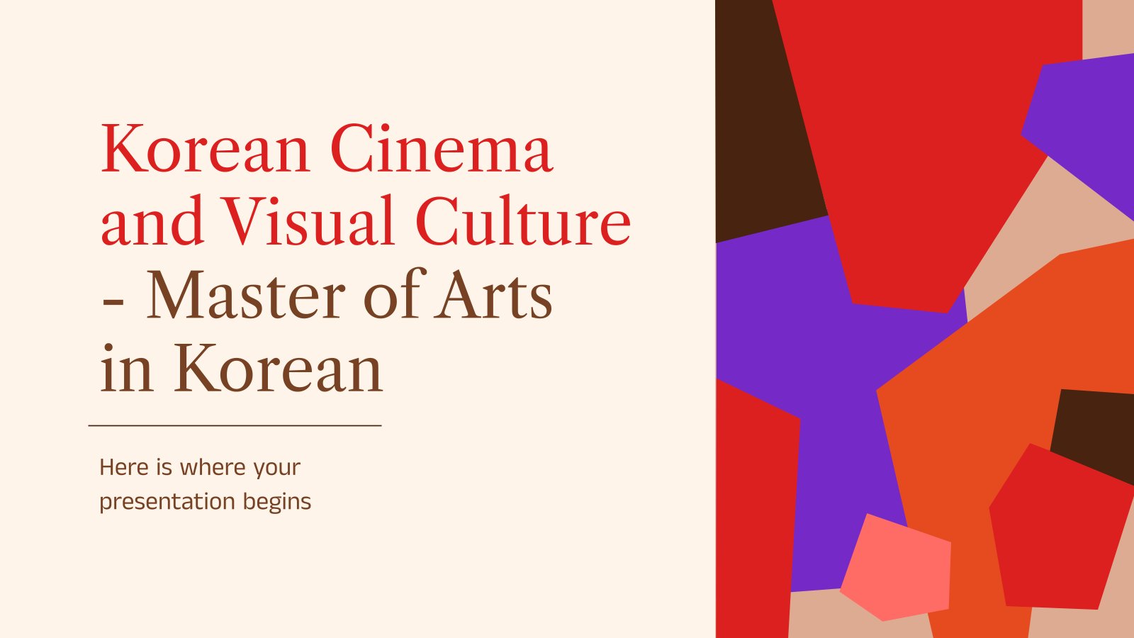 Korean Cinema and Visual Culture - Master of Arts in Korean presentation template 