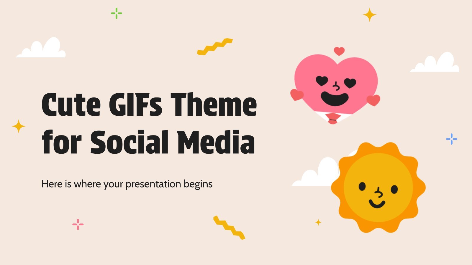 Cute GIFs Theme for Social Media presentation template 