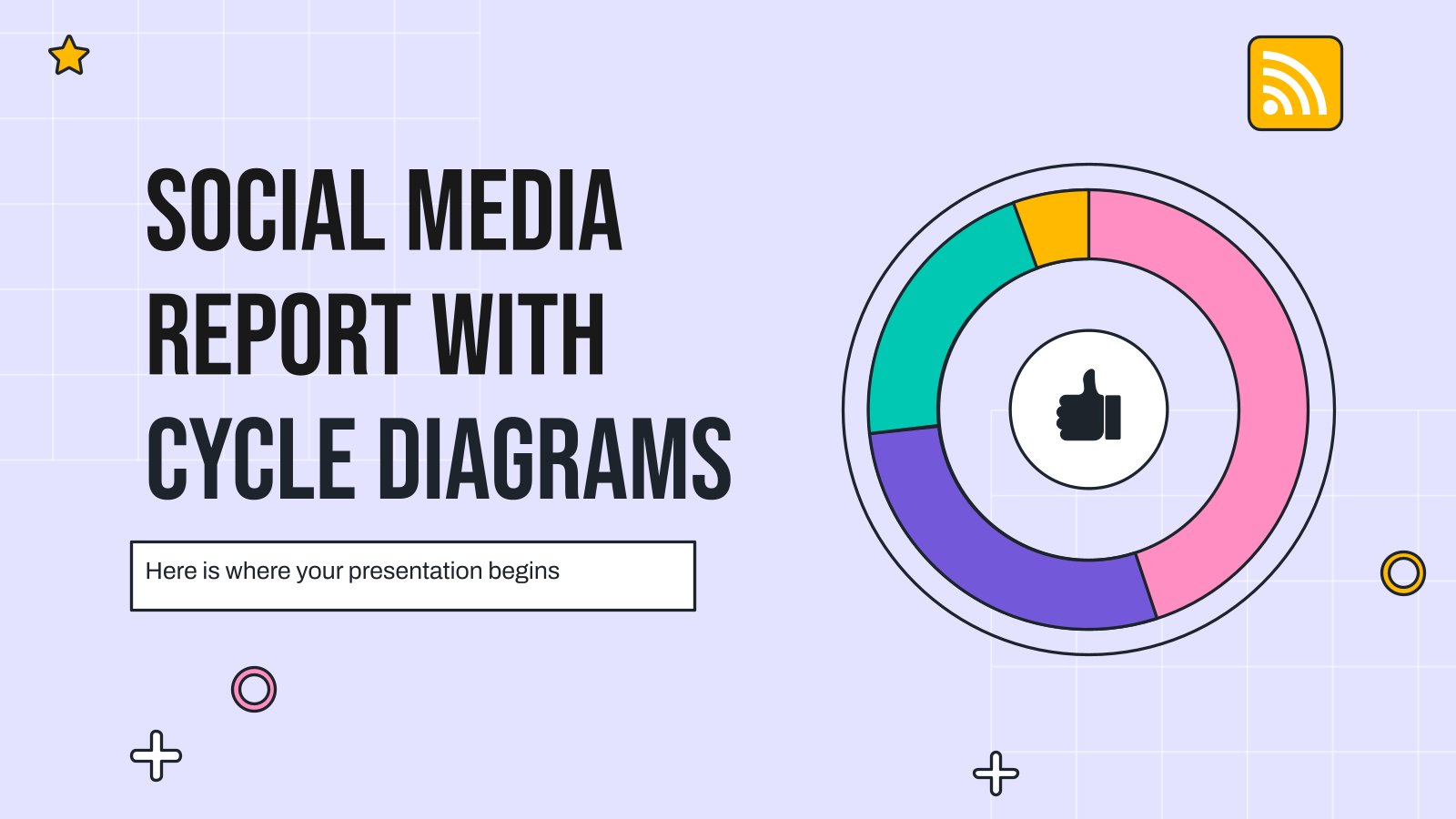 Social Media Bericht mit Kreislaufdiagrammen Präsentationsvorlage