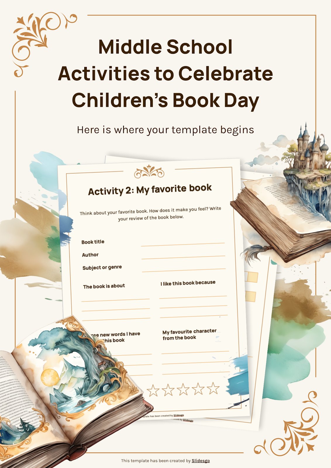 Middle School Activities to Celebrate Children's Book Day presentation template 