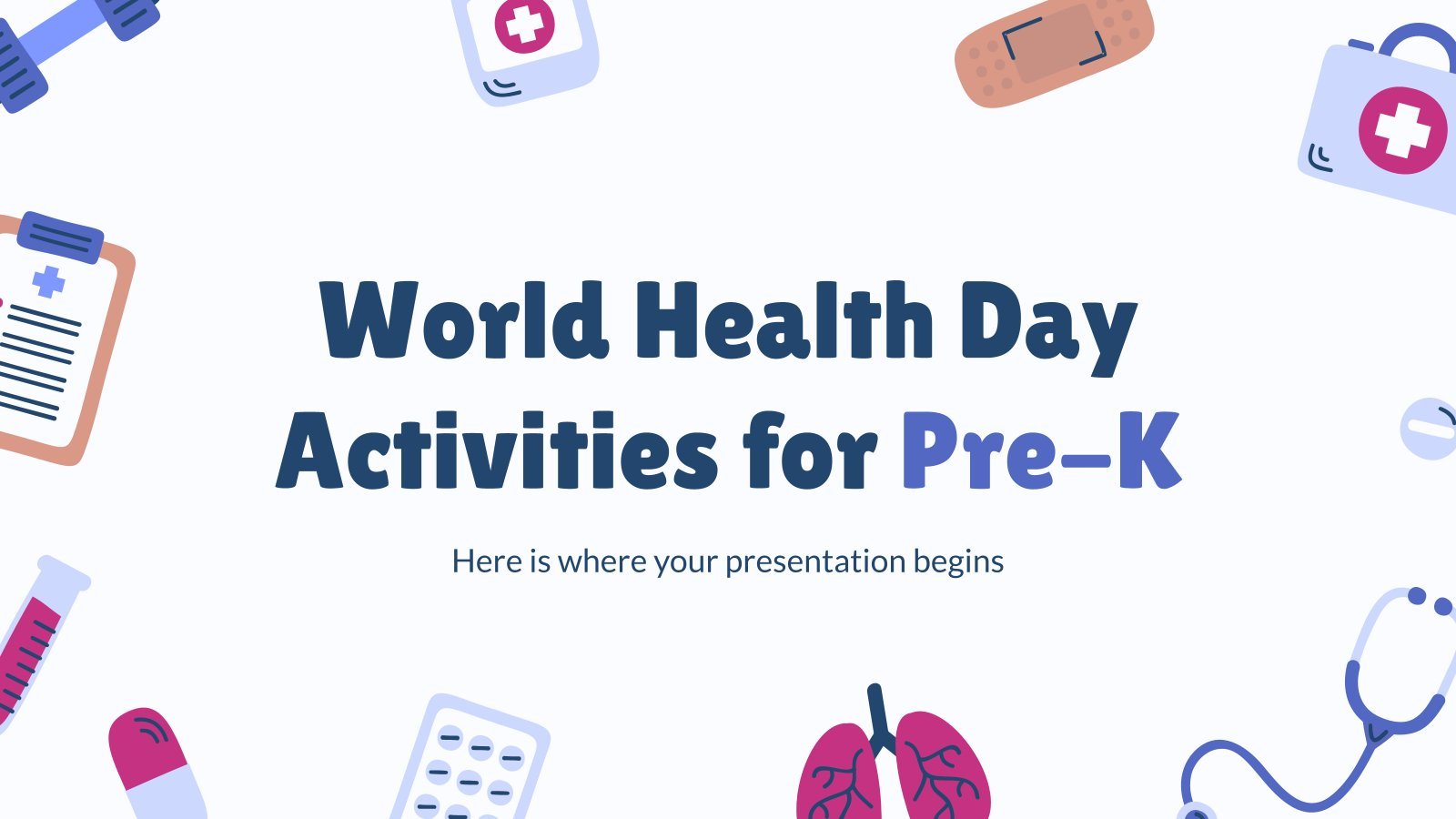 Plantilla de presentación Actividades del Día Mundial de la Salud para preescolar