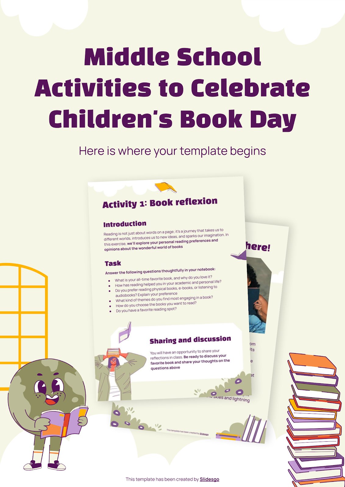 Middle School Activities to Celebrate Children's Book Day presentation template 