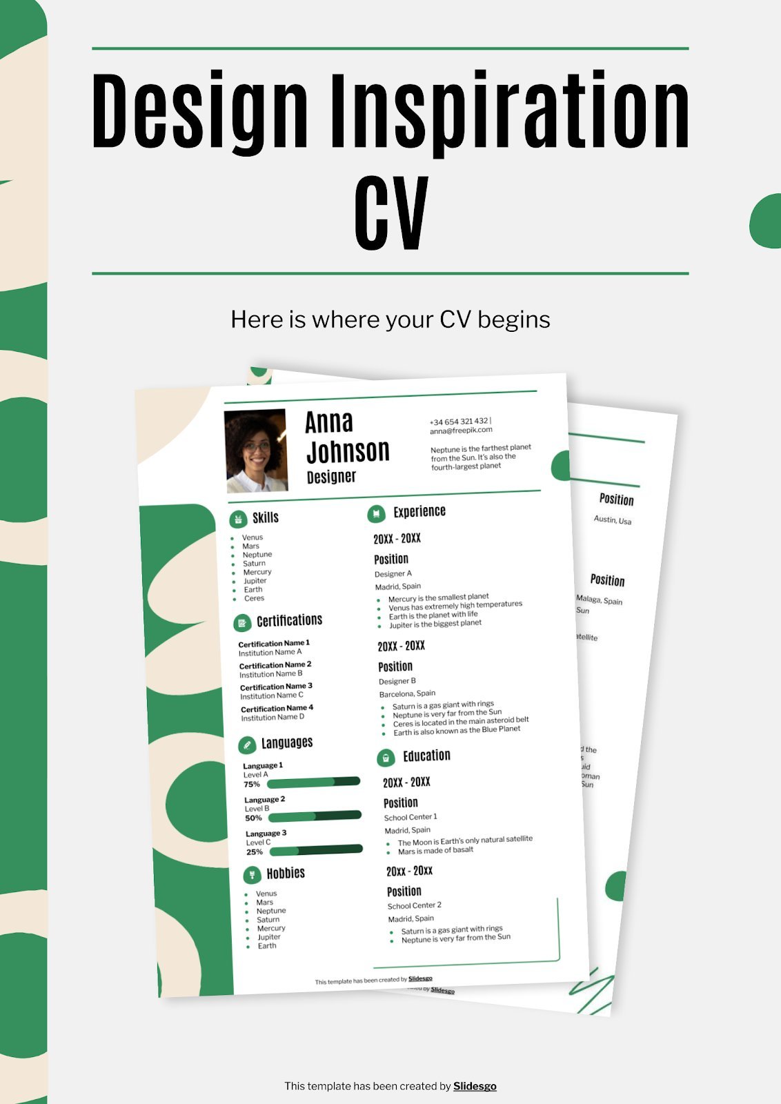 Design Inspiration CV presentation template 