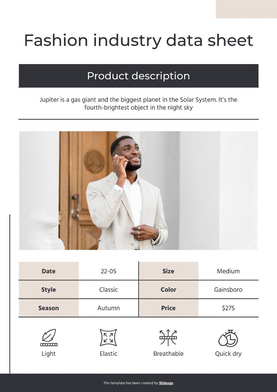 Product Data Sheet Design Presentation