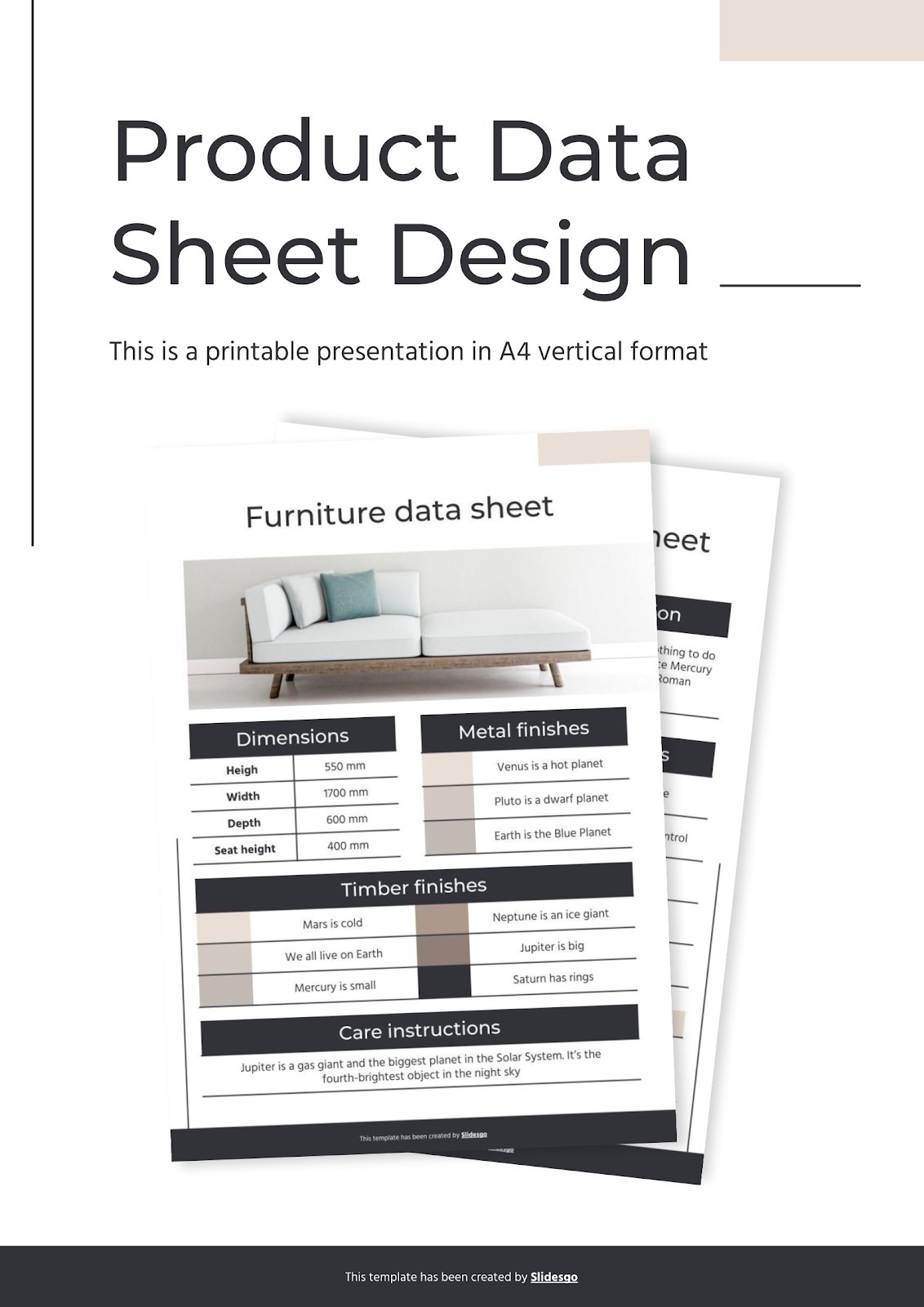 Product Data Sheet Design Presentation