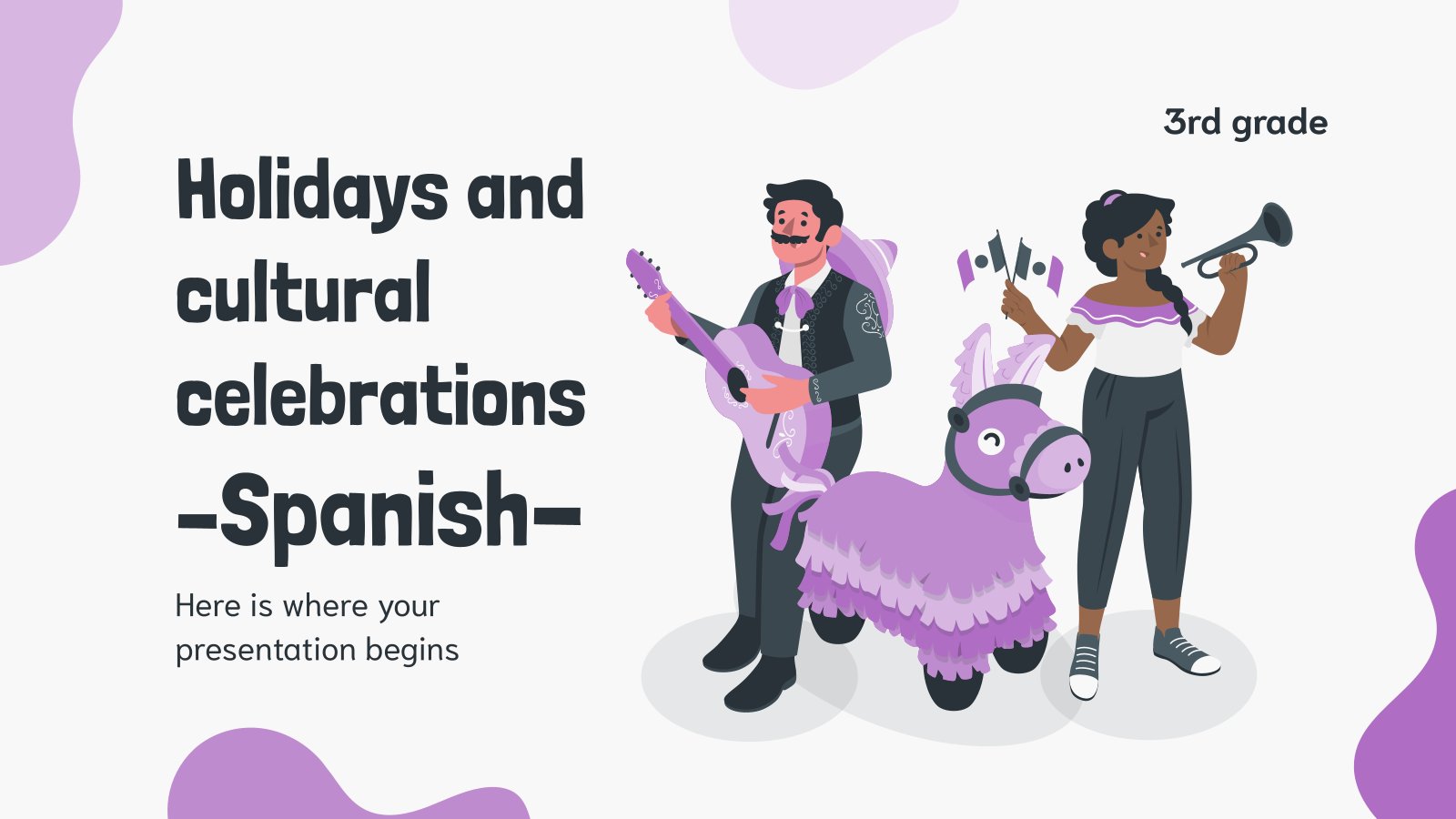 Holidays and Cultural Celebrations - Spanish - 3rd Grade presentation template 