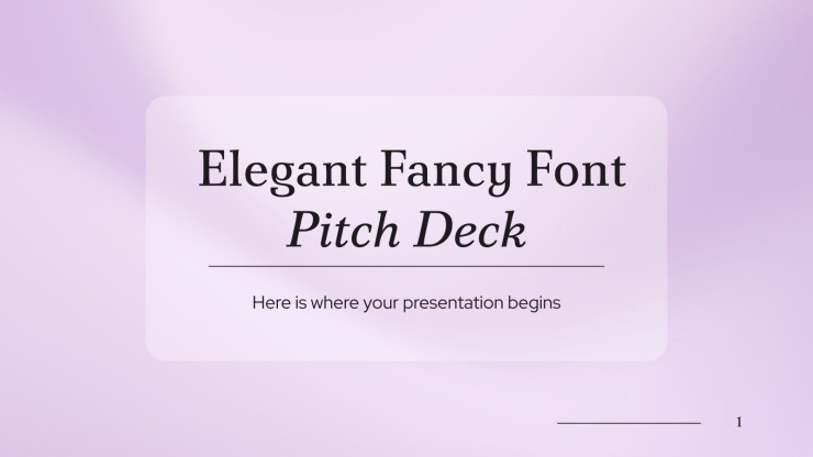 Elegant Fancy Font Pitch Deck presentation template 